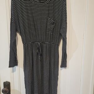 Hayden Black and White Striped Long Sleeve Dress
